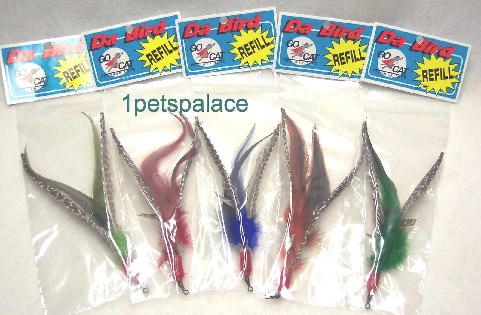 Da Bird Feather Wand Cat Toy Refills — 5 Guinea Feather Refi...