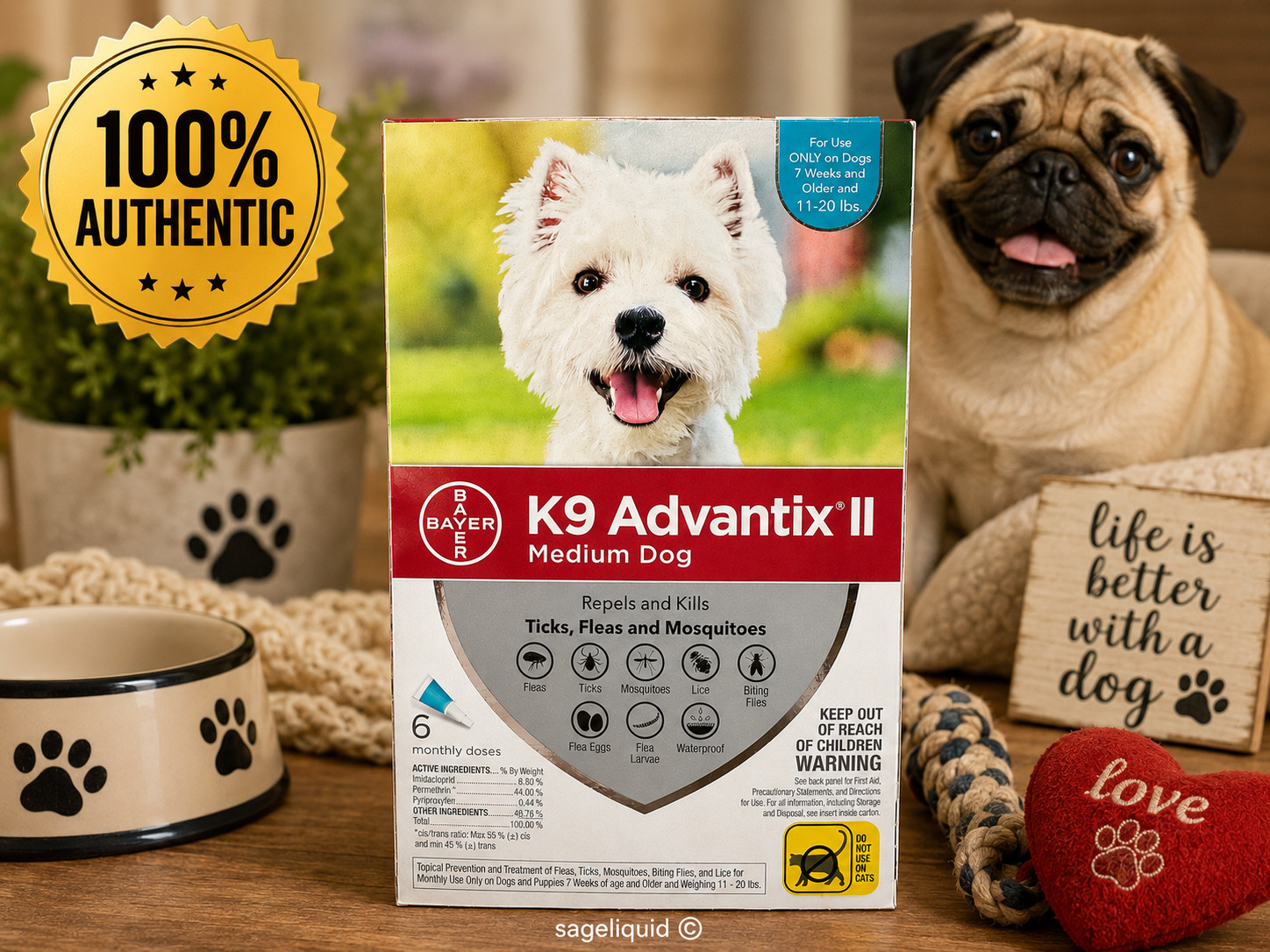 Bayer K9 Advantix II Flea & Tick Spot Treatment for Dogs (11...