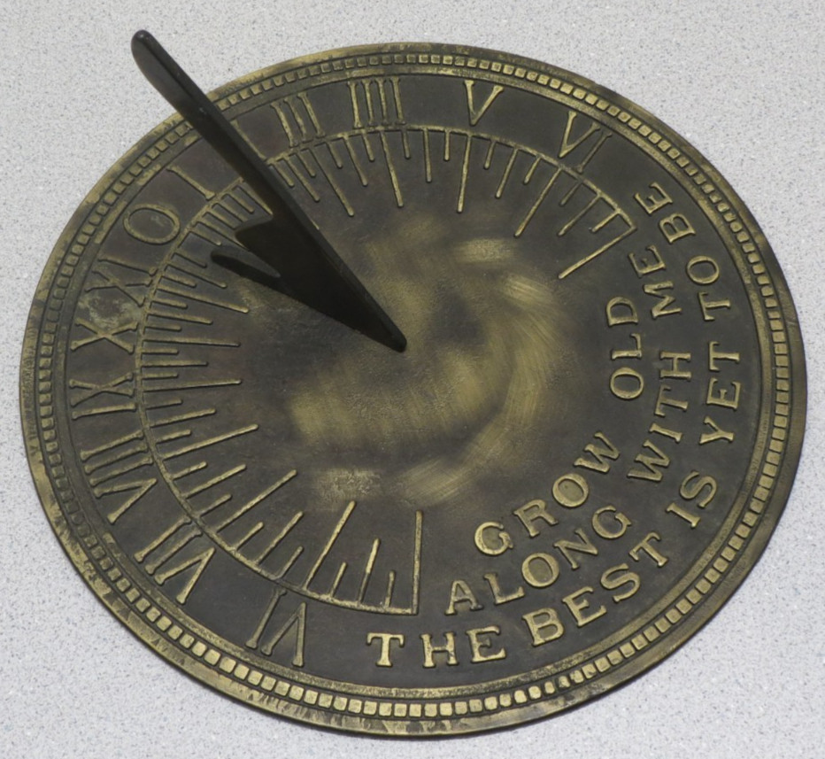 Vintage Brass Sundial - Grow Old Along With Me - 11 Inch