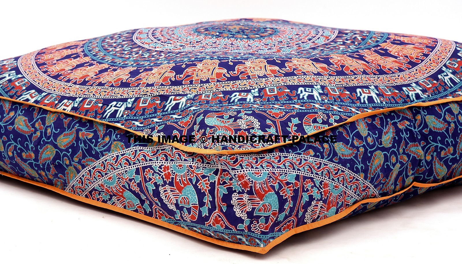 Indian Elephant Mandala Square Dog Bed, Oversize Soft Flexib...