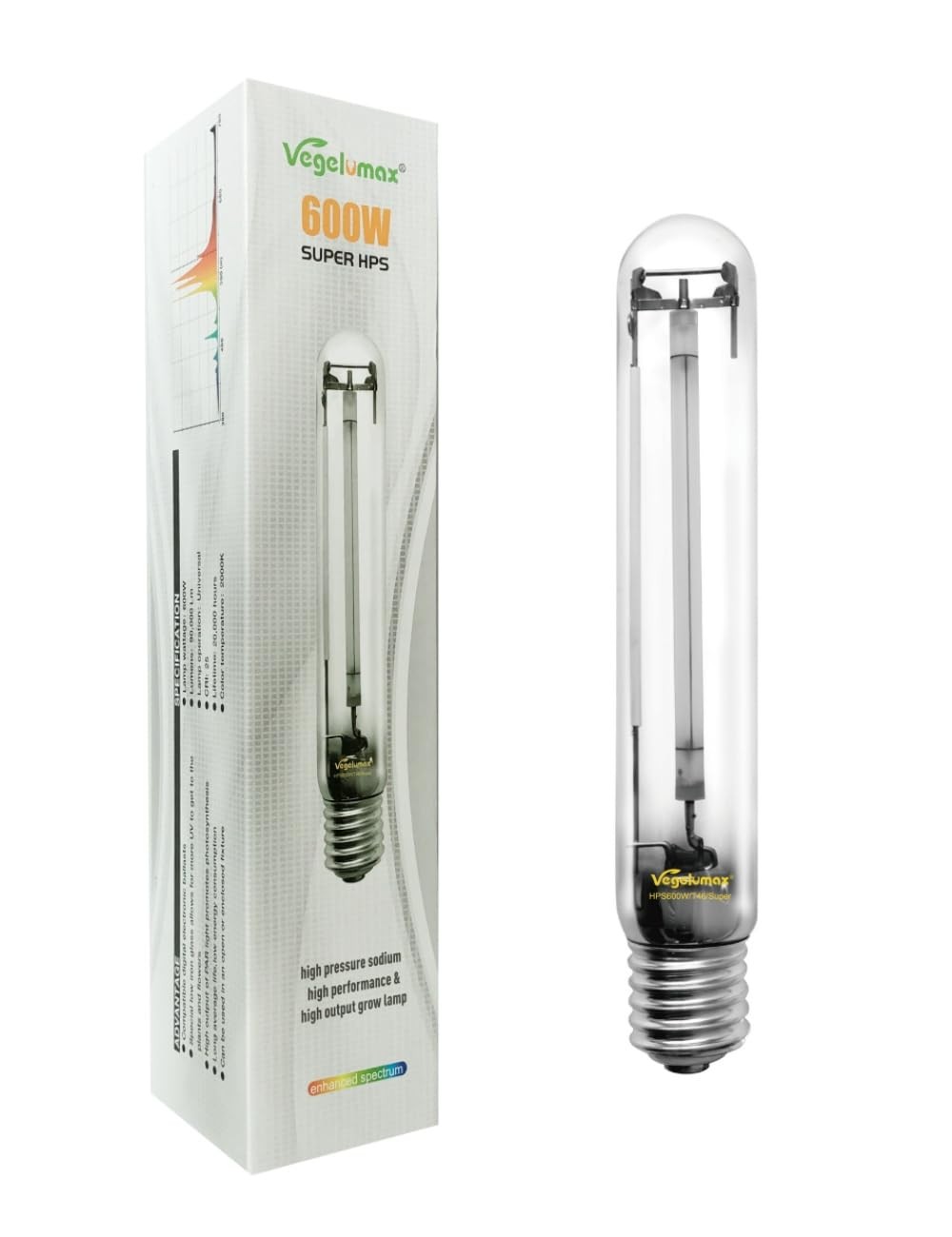 HPS Grow Light Bulb - 600W High Pressure Sodium Lamp, Enhanc...