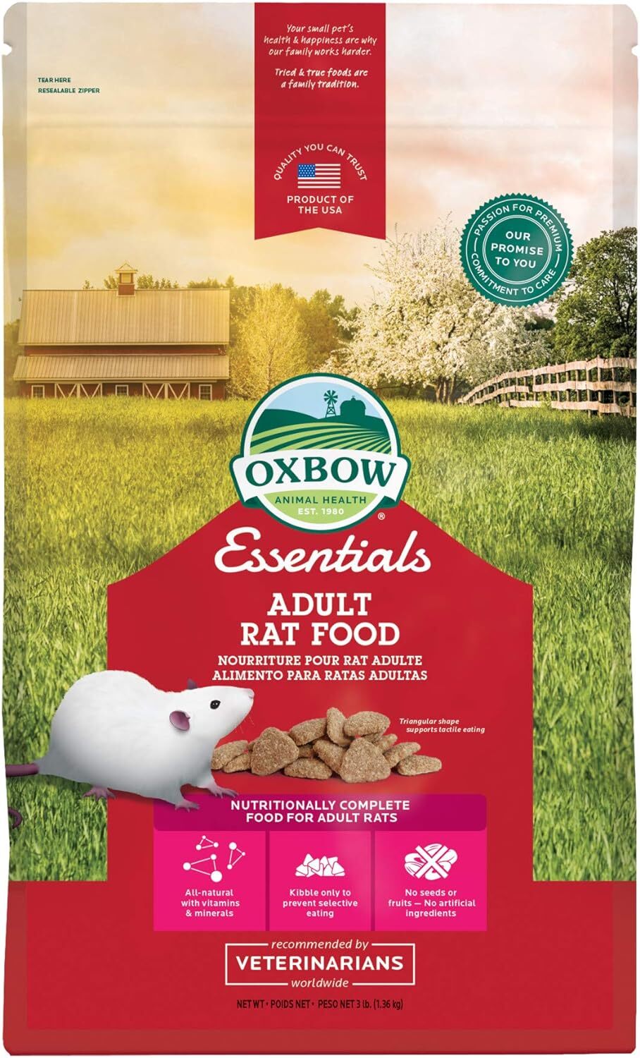 Oxbow Essentials Adult Rat Food - All Natural Rat Food - 3 P...