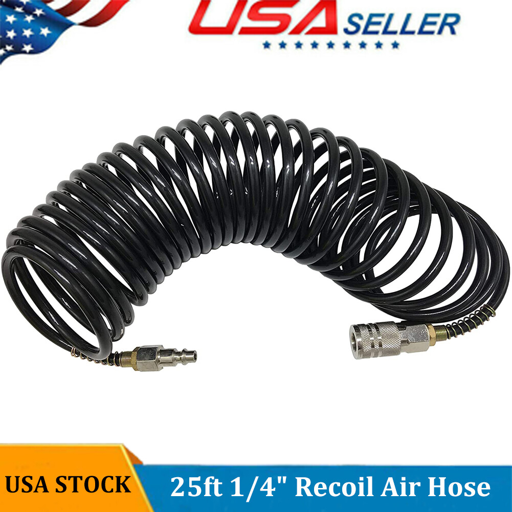 Recoil Air Hose 25ft 1/4" NPT Pneumatic Air Compressor Sprin...