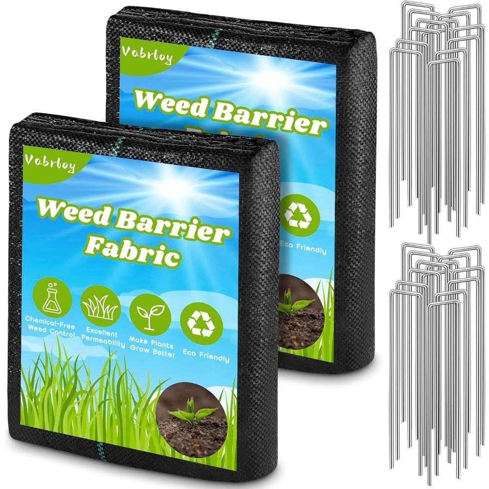 Landscape Weed Barrier Fabric - 4FT x 100FT (2 Pack)