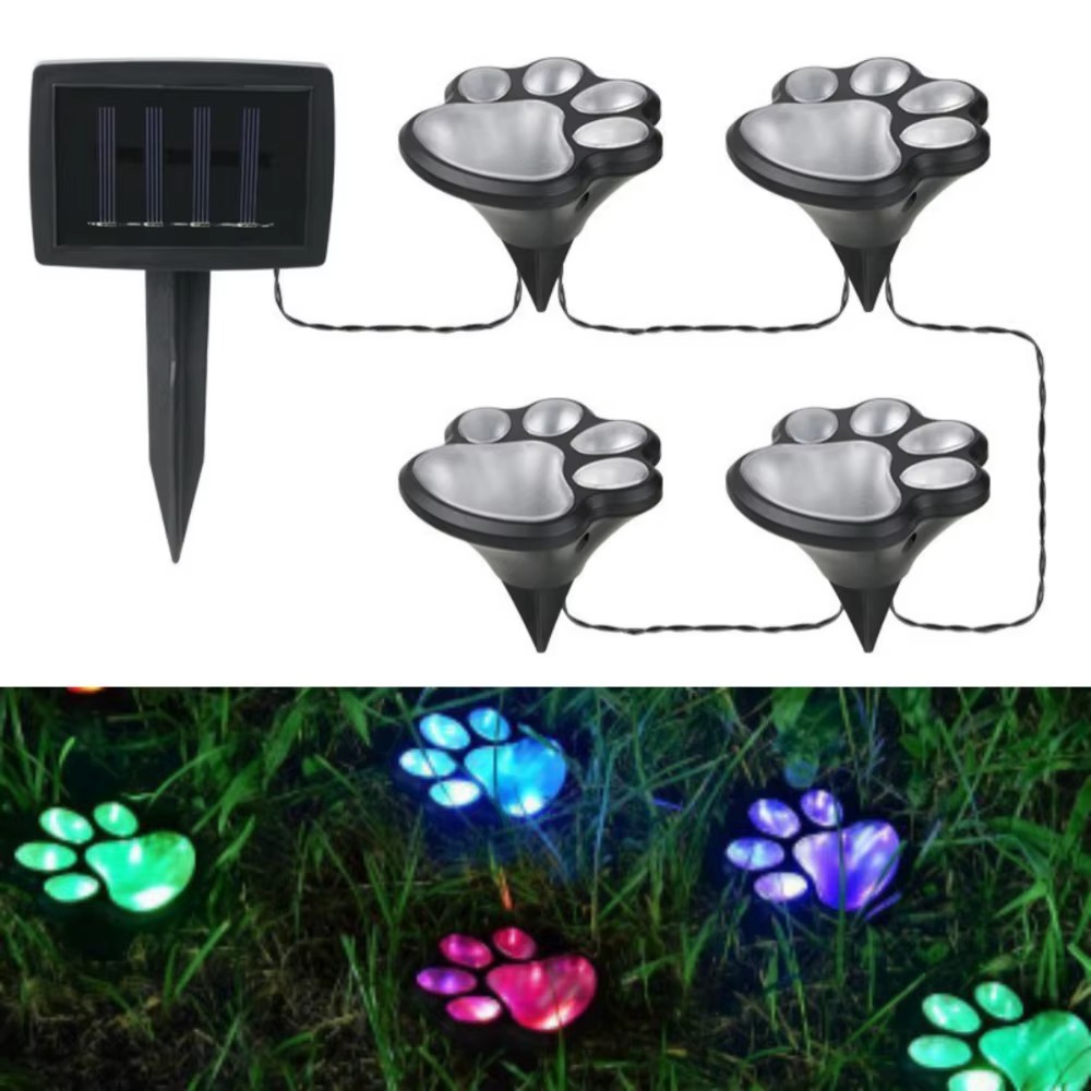 Solar Dog Paw Print Lights - Outdoor Garden Decor - Path Wal...