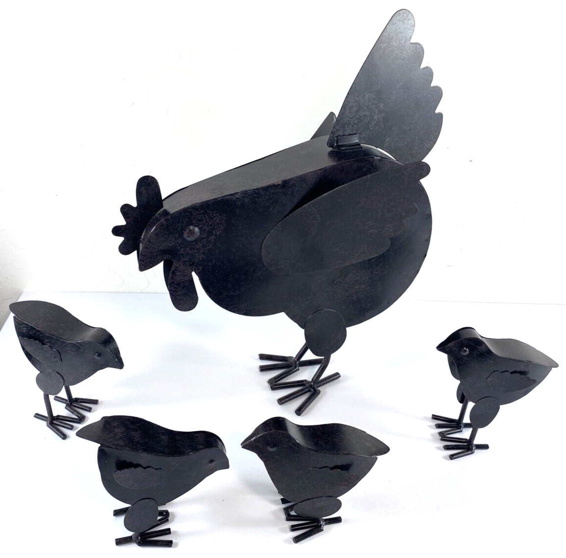 Rustic Metal Mother Hen & Chick Sculpture (Set of 5)
