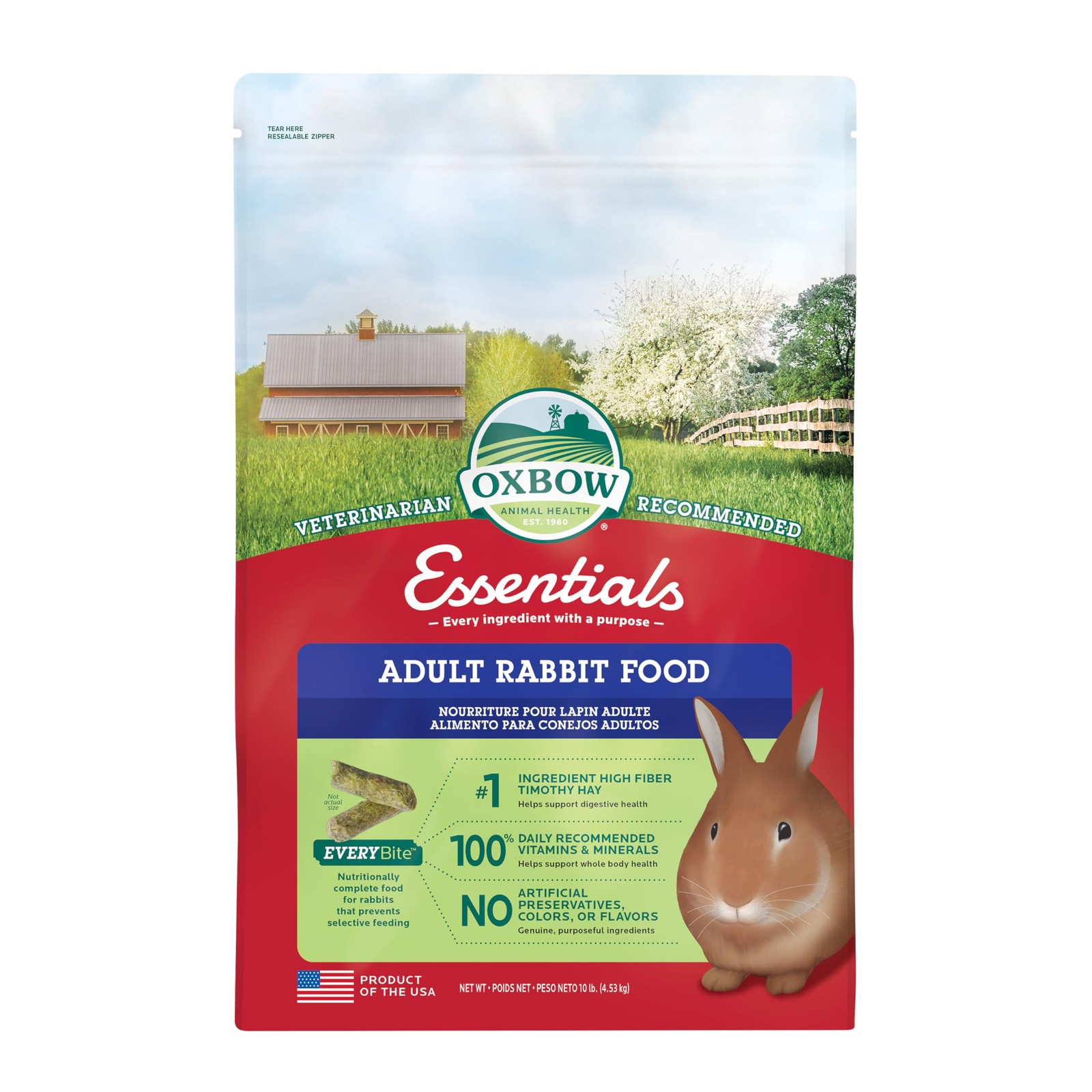 Oxbow Essentials Rabbit Food Adult Timothy Grain Pack