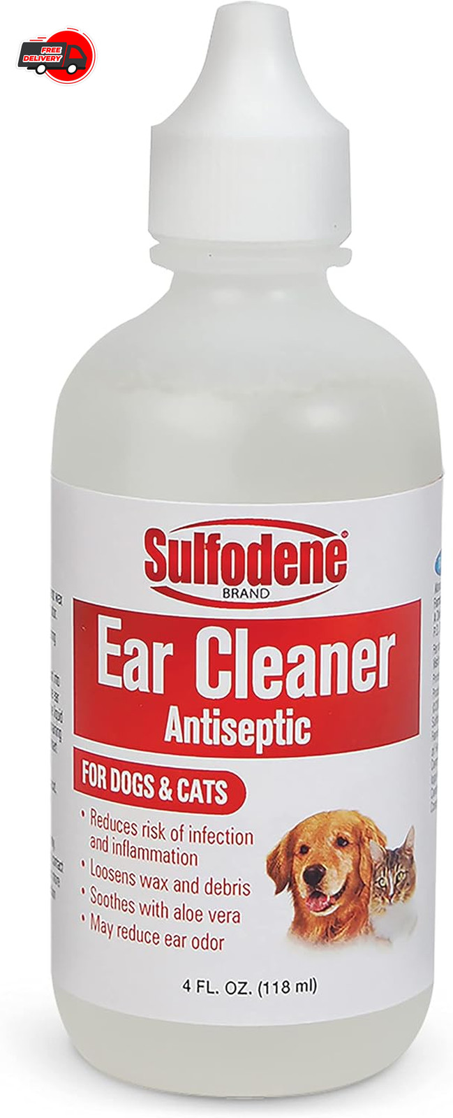 Sulfodene Ear Cleaner for Pets - Dog & Cat Size 4oz