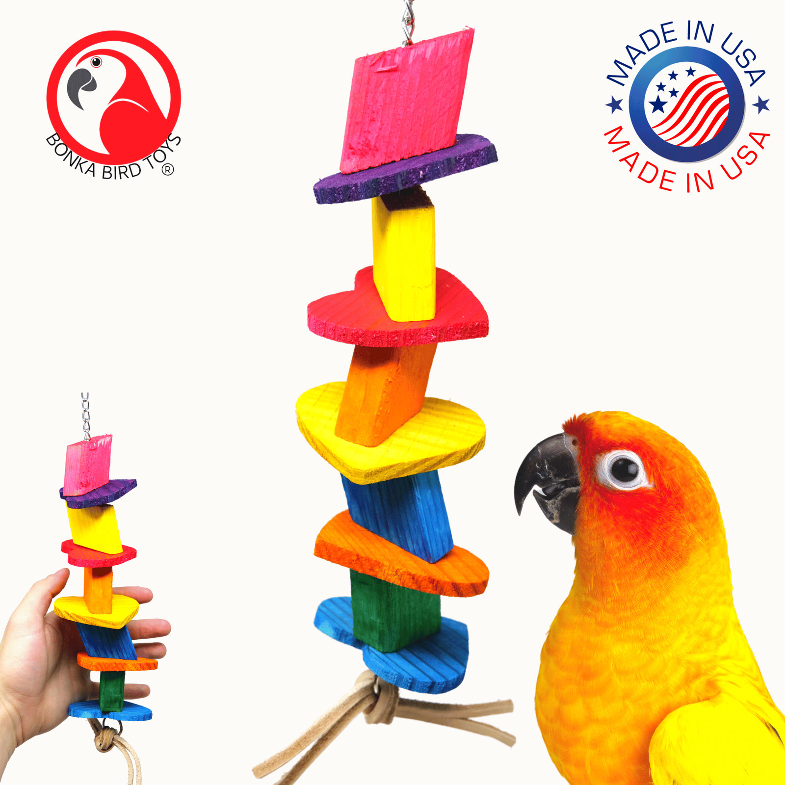 Heart Bird Toy for Parrots — Cage Toy for African Grey, Cock...