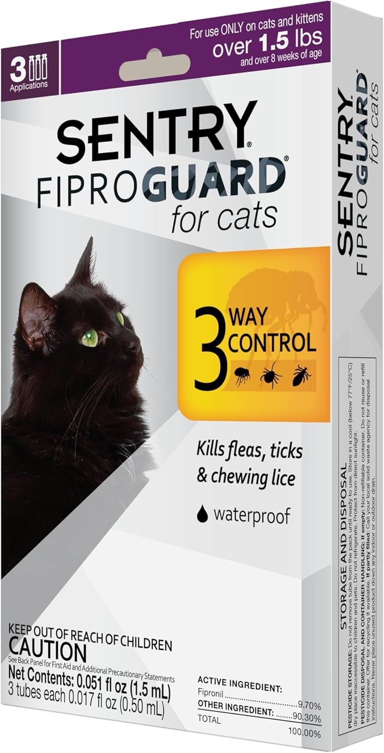 Sentry Fiproguard Flea and Tick Topical Drops for Cats 6 Dos...
