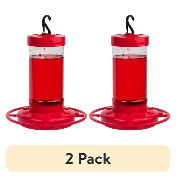 Two Pack First Nature Hummingbird Feeder, 16 Oz, Red, Plasti...