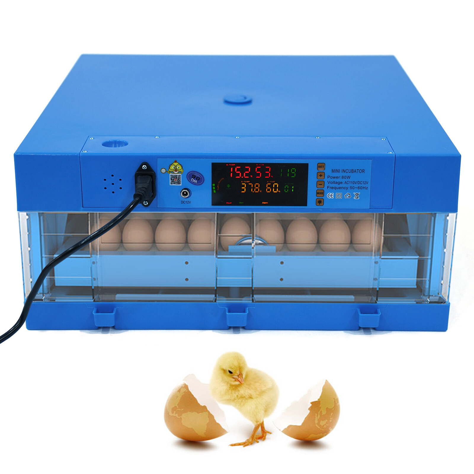 48-Egg Digital Incubator With Fully Automatic Egg Turning an...