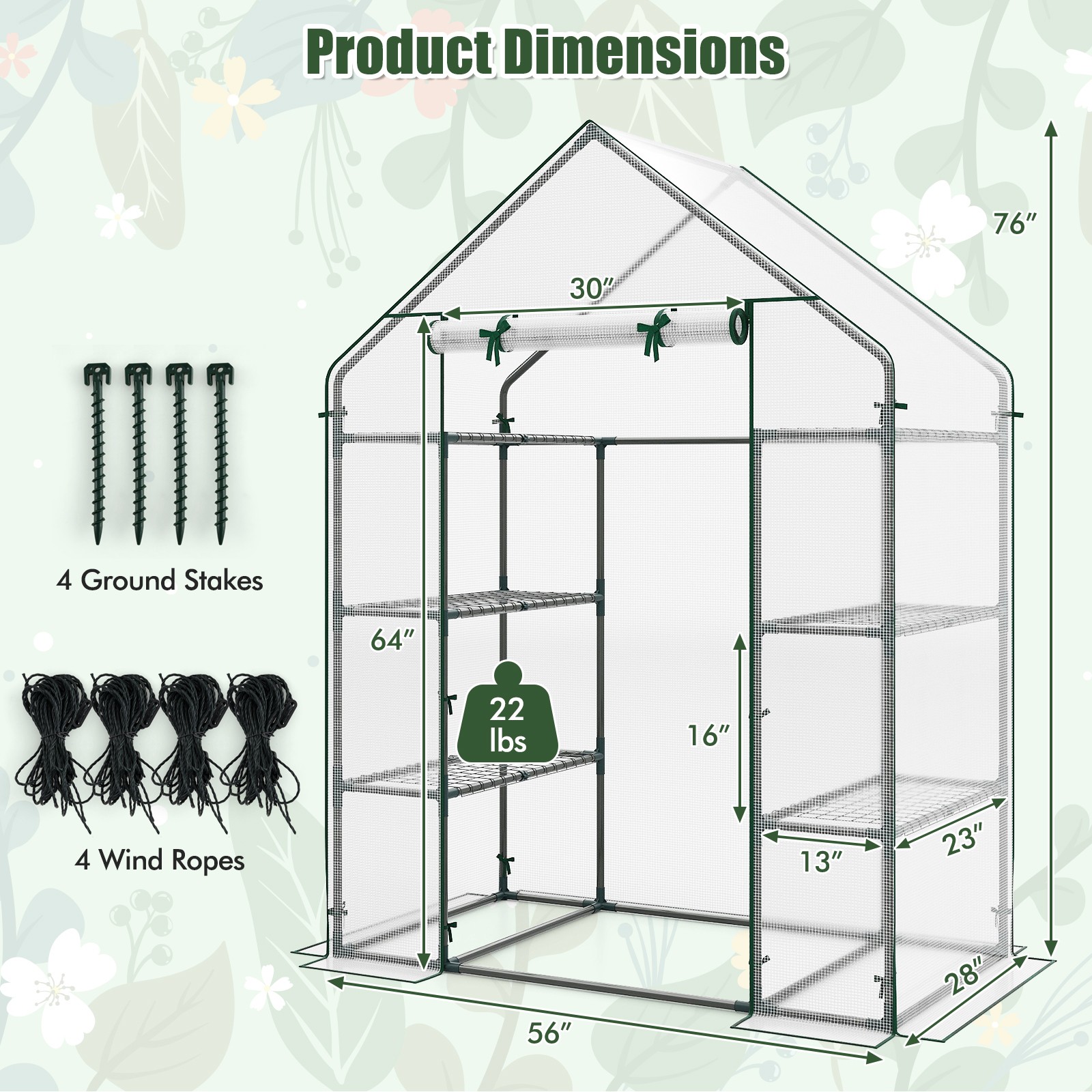 Portable Mini Walk-In Greenhouse Outdoor - 8 Shelves Tiered...