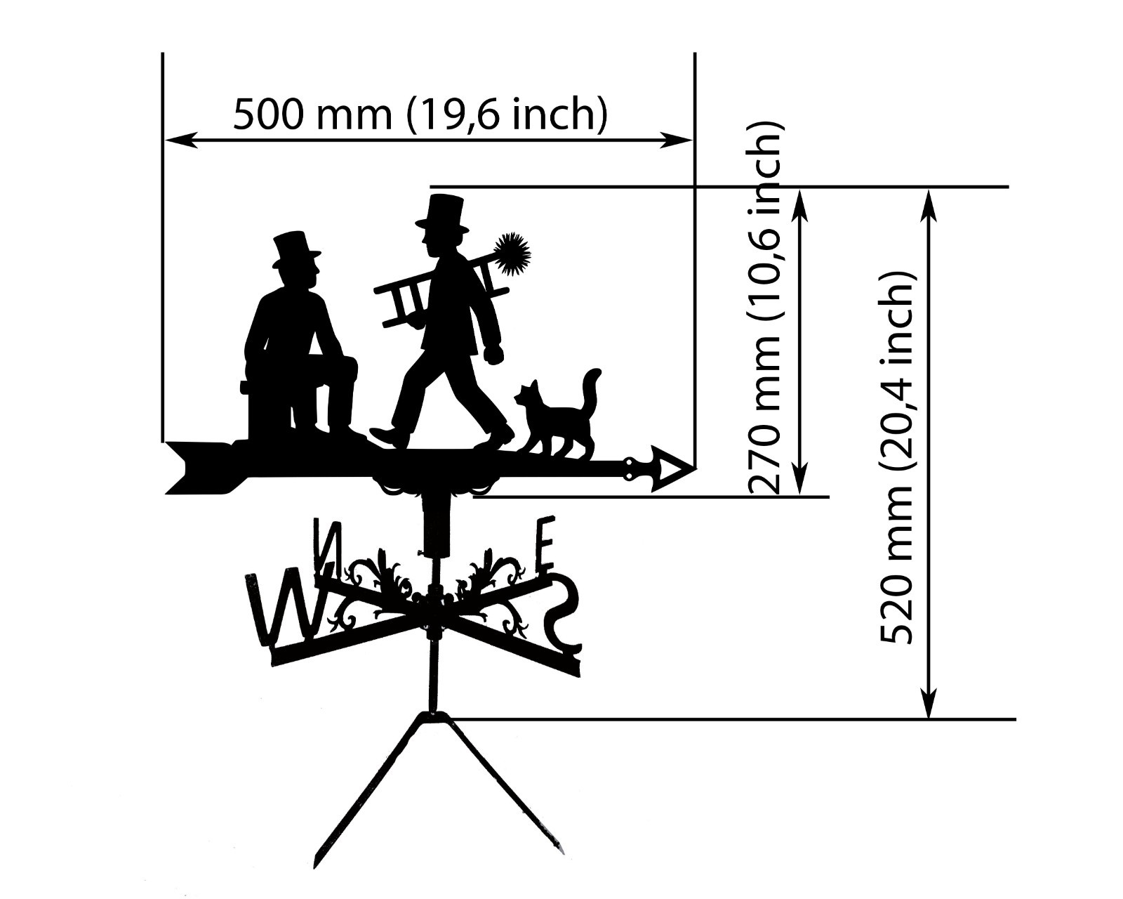 Metal Weathervane Chimney Sweep Home Decor