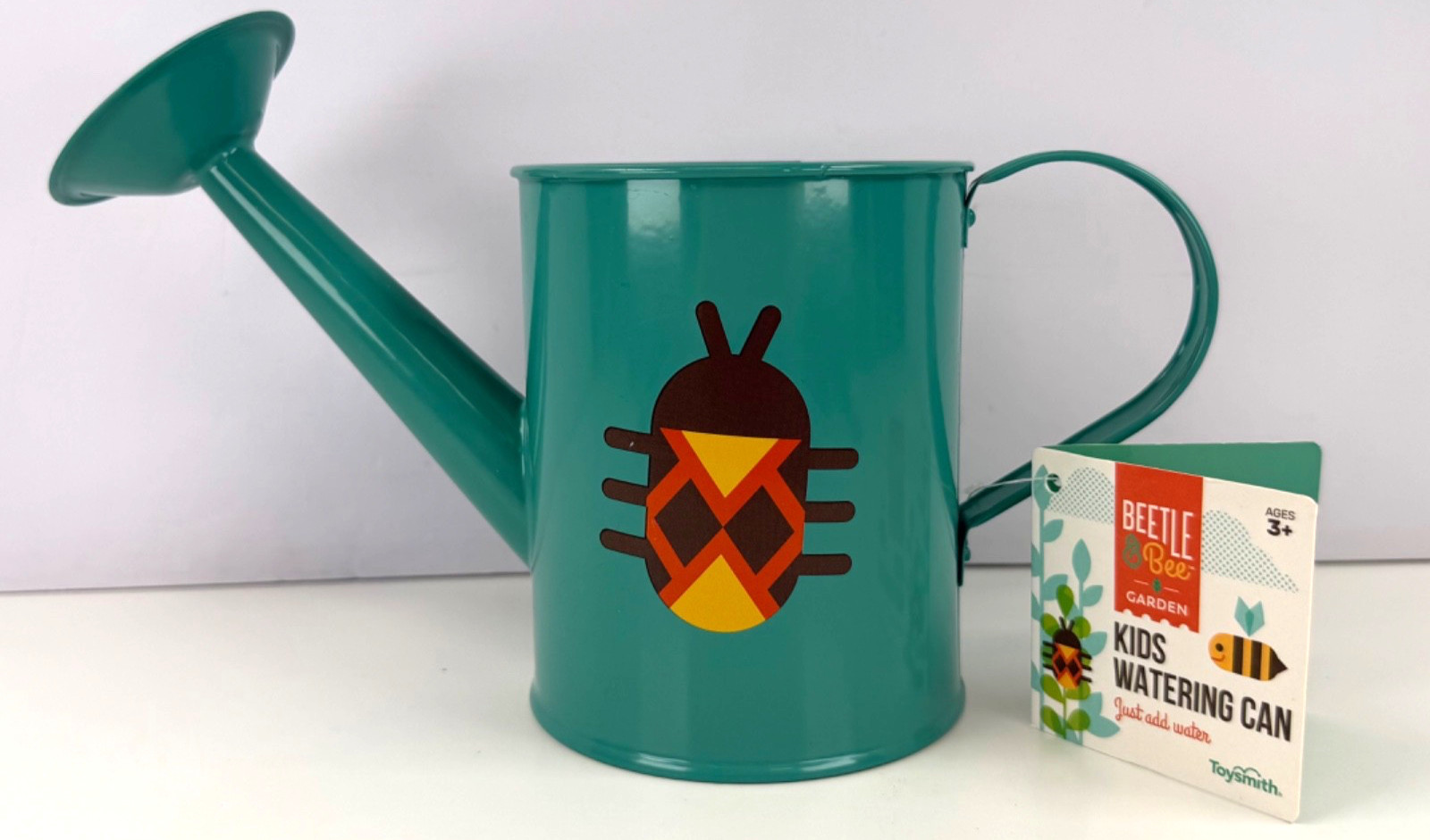 Toysmith Beetle & Bee Teal Metal Watering Can Bug Design Set