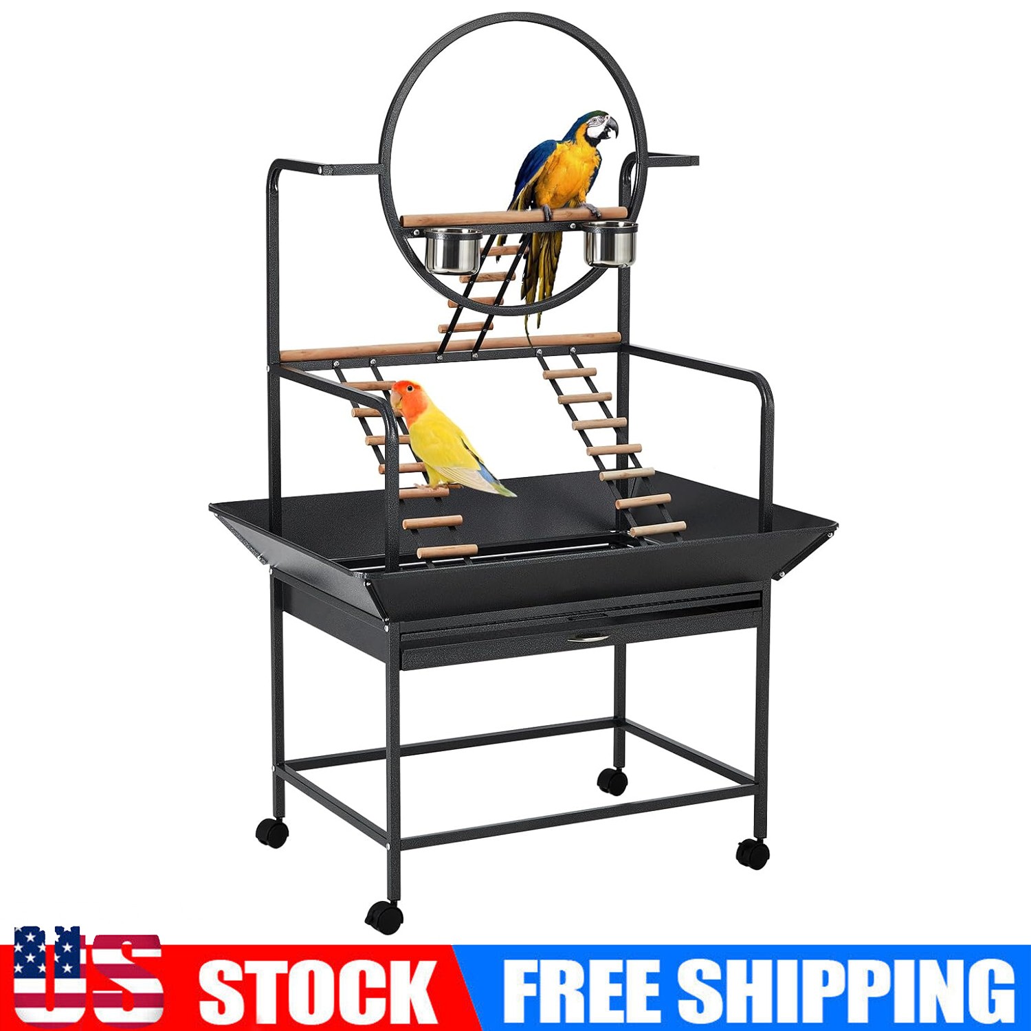 Bird Cage Stand Activity Play Center With Perches & Ladders,...
