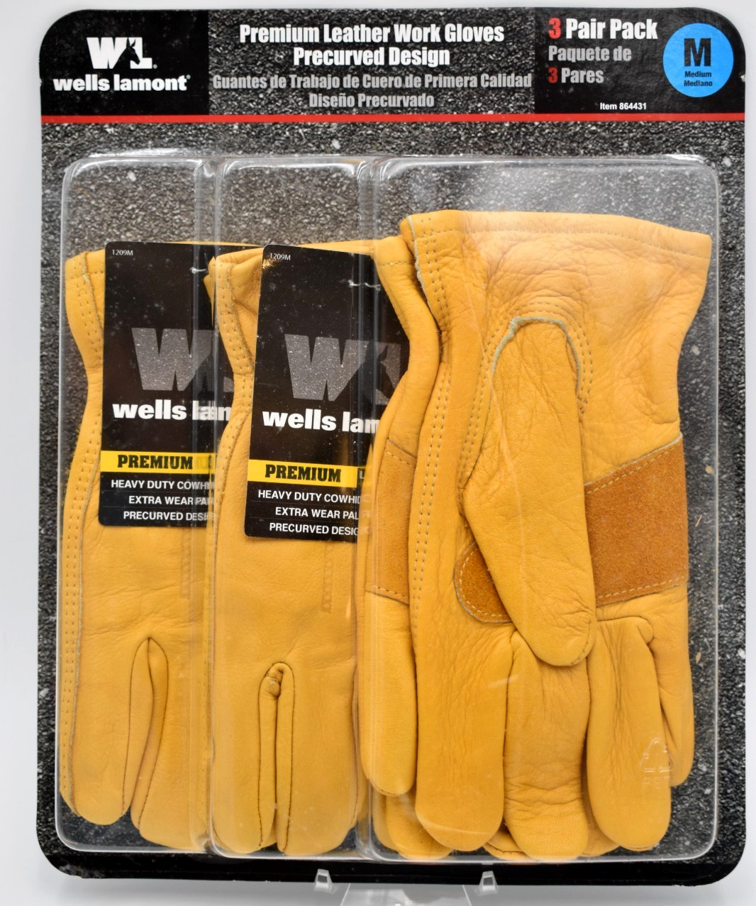 Premium Wells Lamont Work Gloves - Curved Design - Size M -...