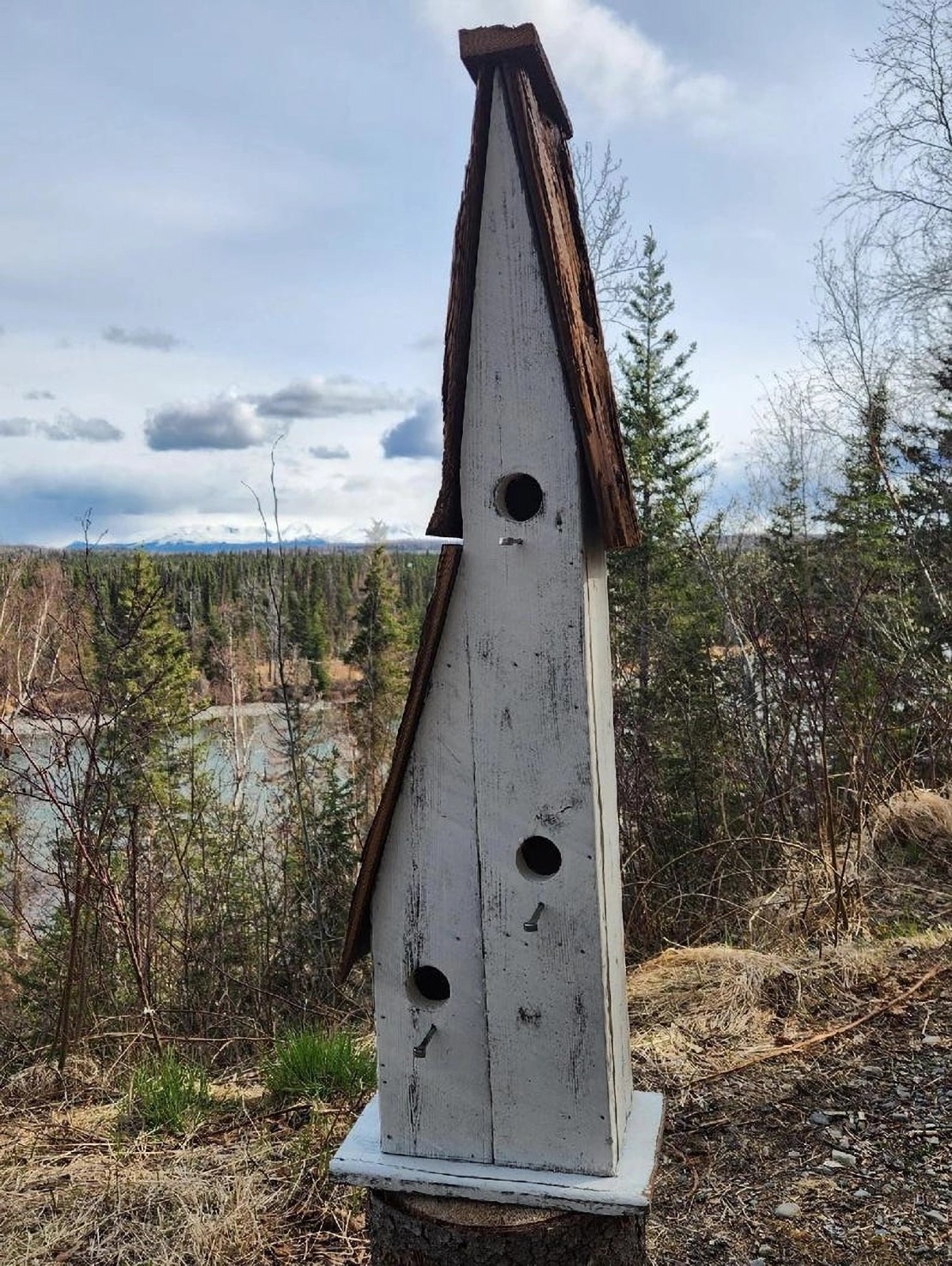 Reclaimed Wooden Extra Large Lean-To Condo Birdhouse for Out...