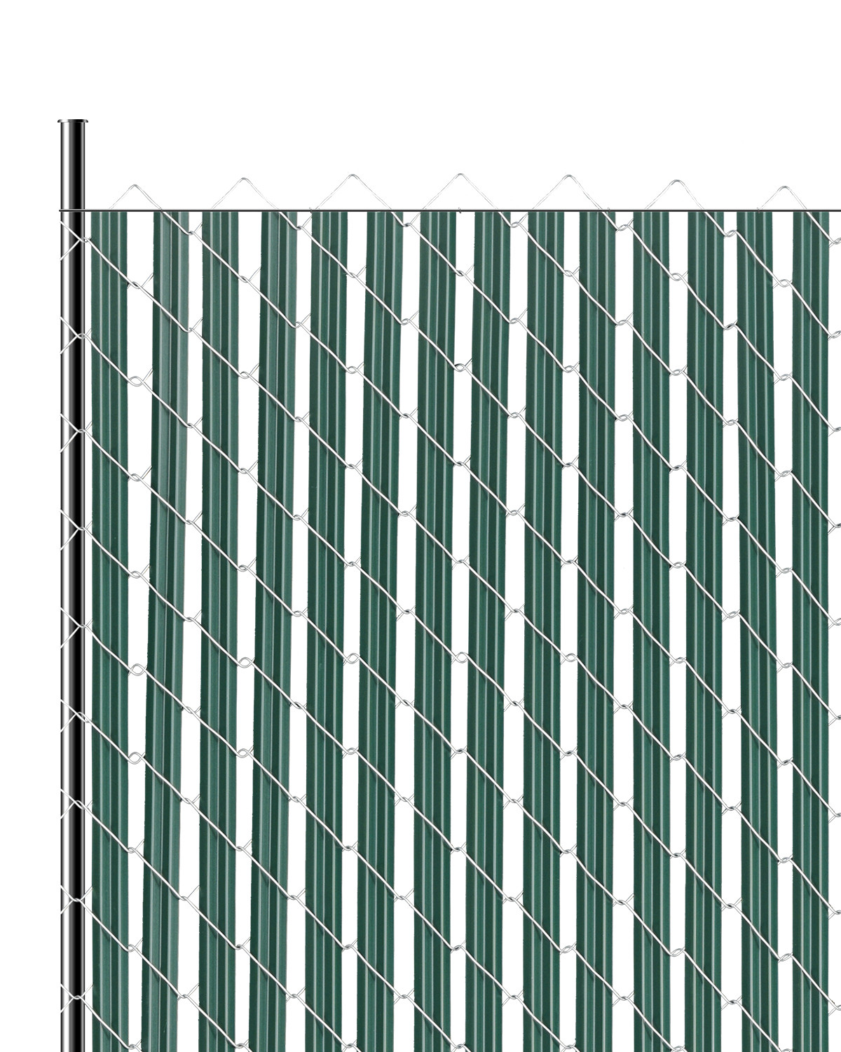 Chain Link Privacy Slats - 4' High Fence Bottom Lock - Green