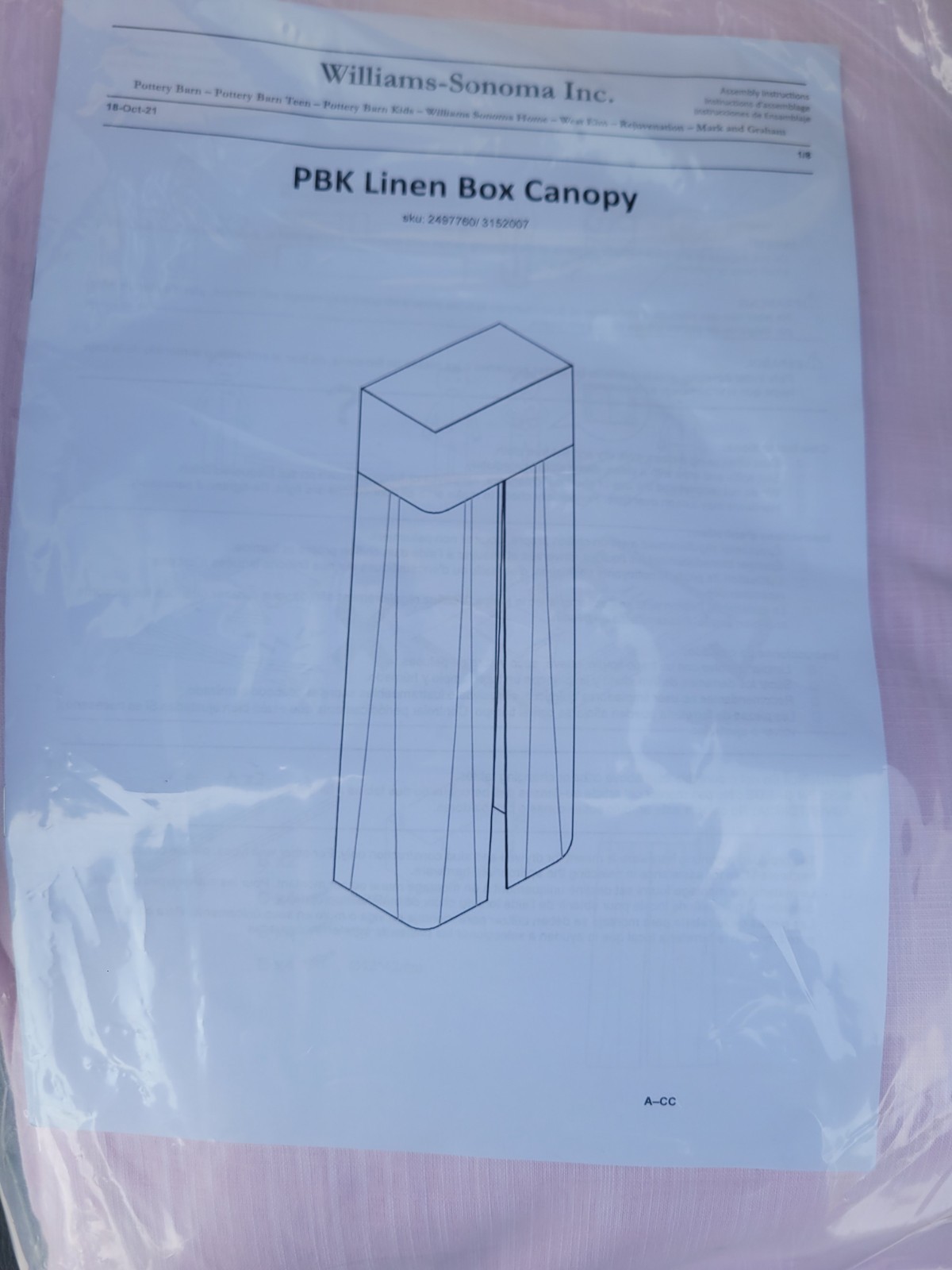 Pottery Barn Kids Lavender Linen Box Canopy Bed Curtain 42"...
