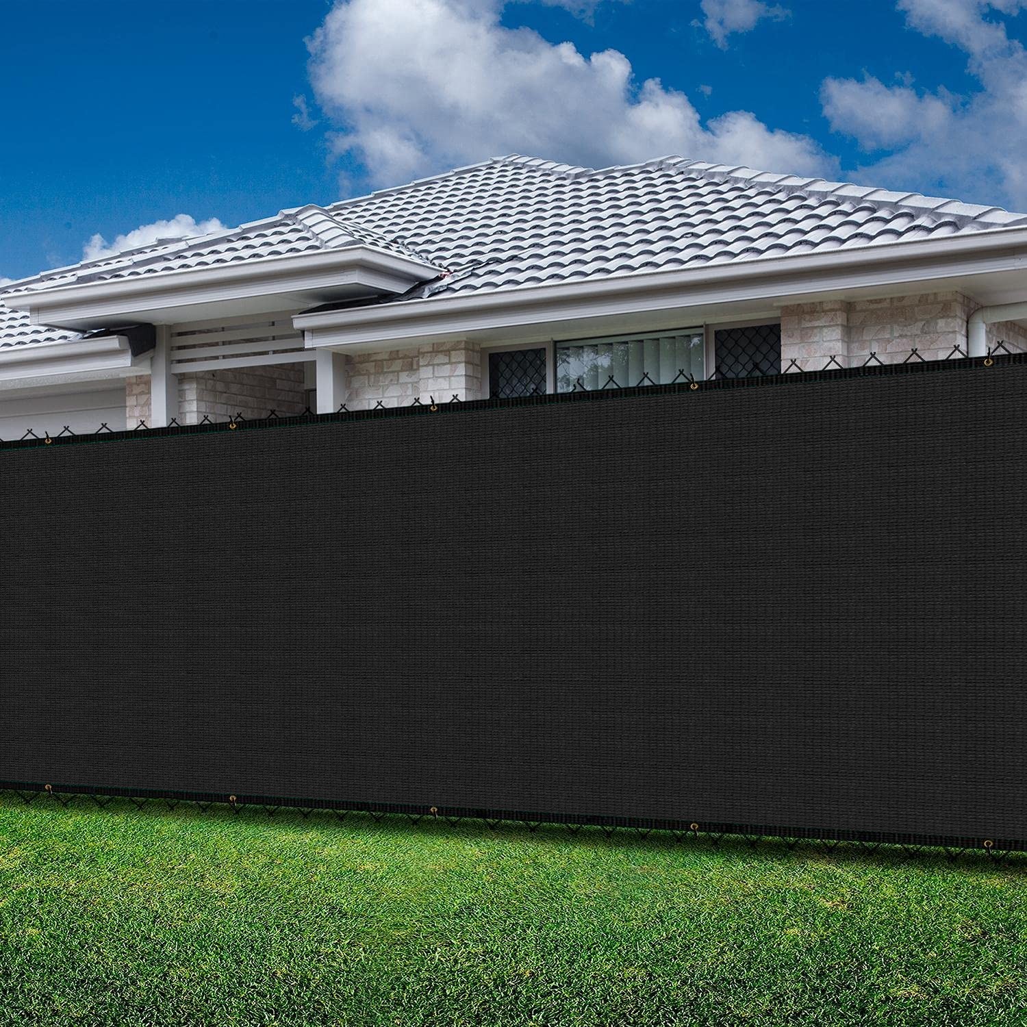 Black Garden Windscreen Mesh Privacy Screen Shade Cover for...