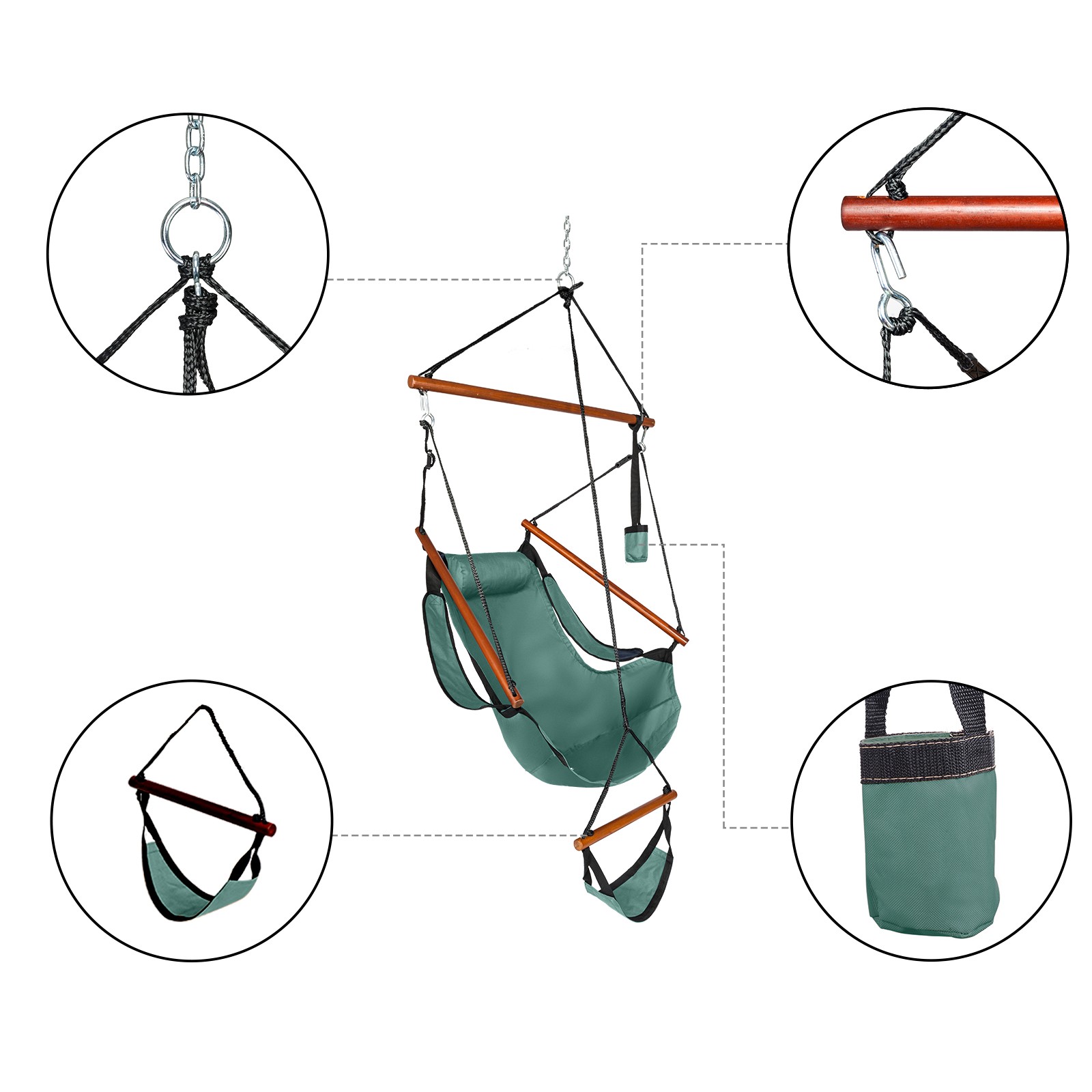 Sky Outdoor Hammock Chair | Solid Wood | Patio Garden Weight...