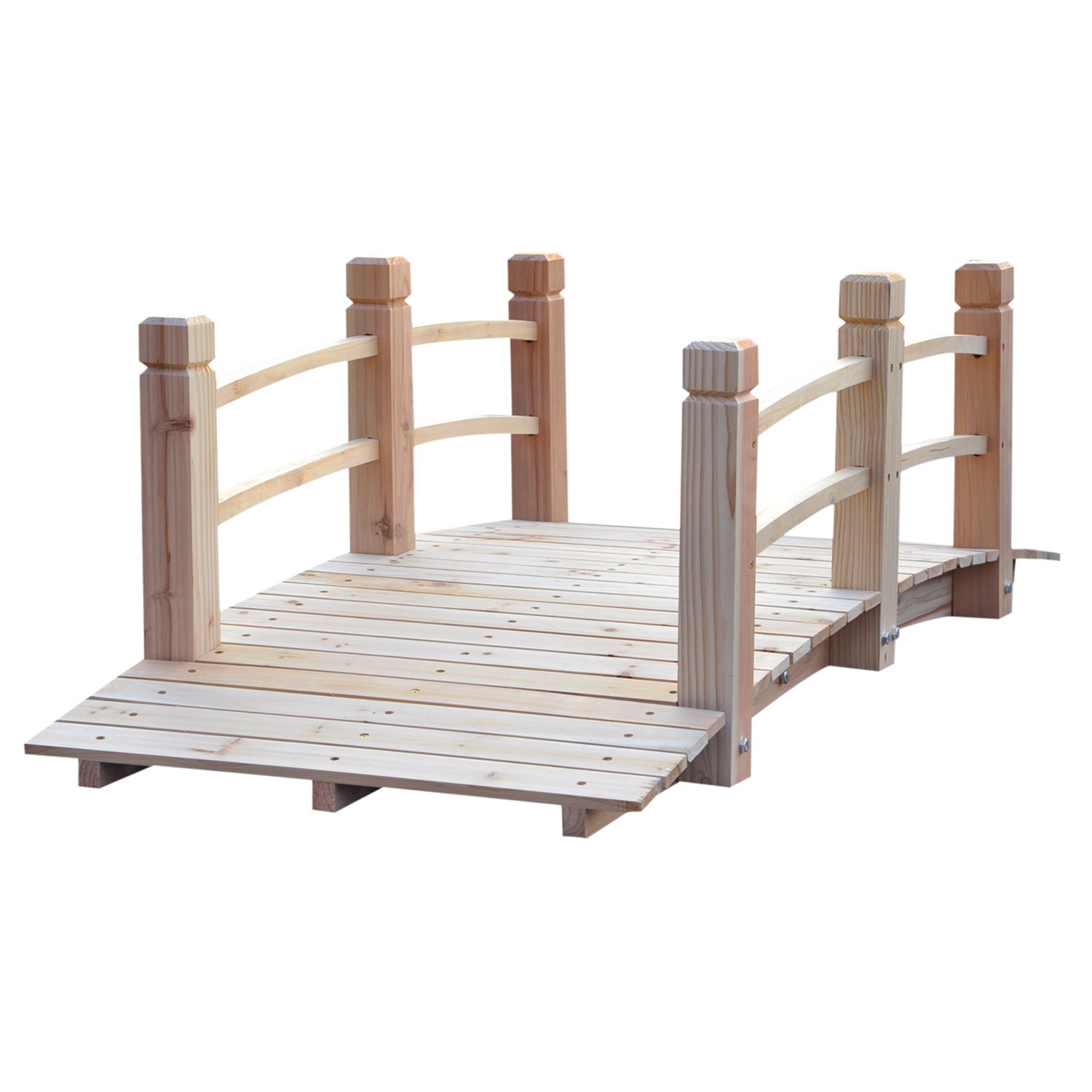 Garden Bridge Yard Decoration Wooden Arc Outdoor Pond Railin...