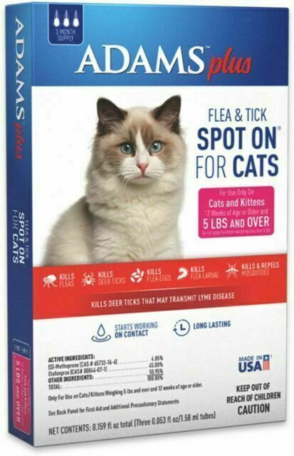 Adams Plus Flea & Tick Spot on for Cats & Kittens Over 5 Lb...