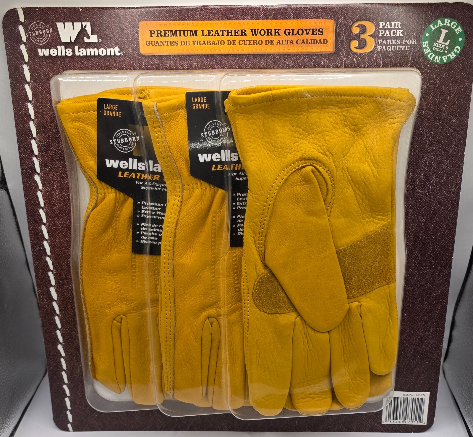 Wells Lamont Premium Cowhide Work Gloves - Large Size - All...
