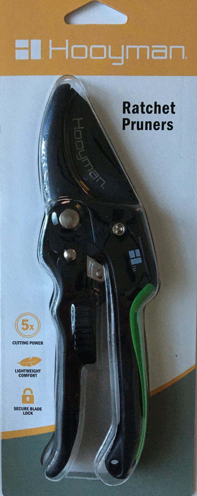 Hooyman No-Slip Grip RATCHET PRUNER Model #1099080 Green Bla...