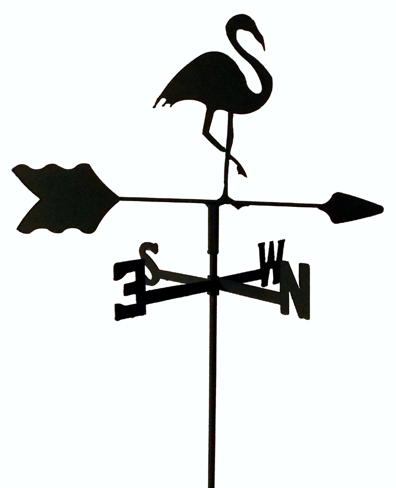 Flamingo Garden Style Weathervane Black Wrought Iron Look Ma...