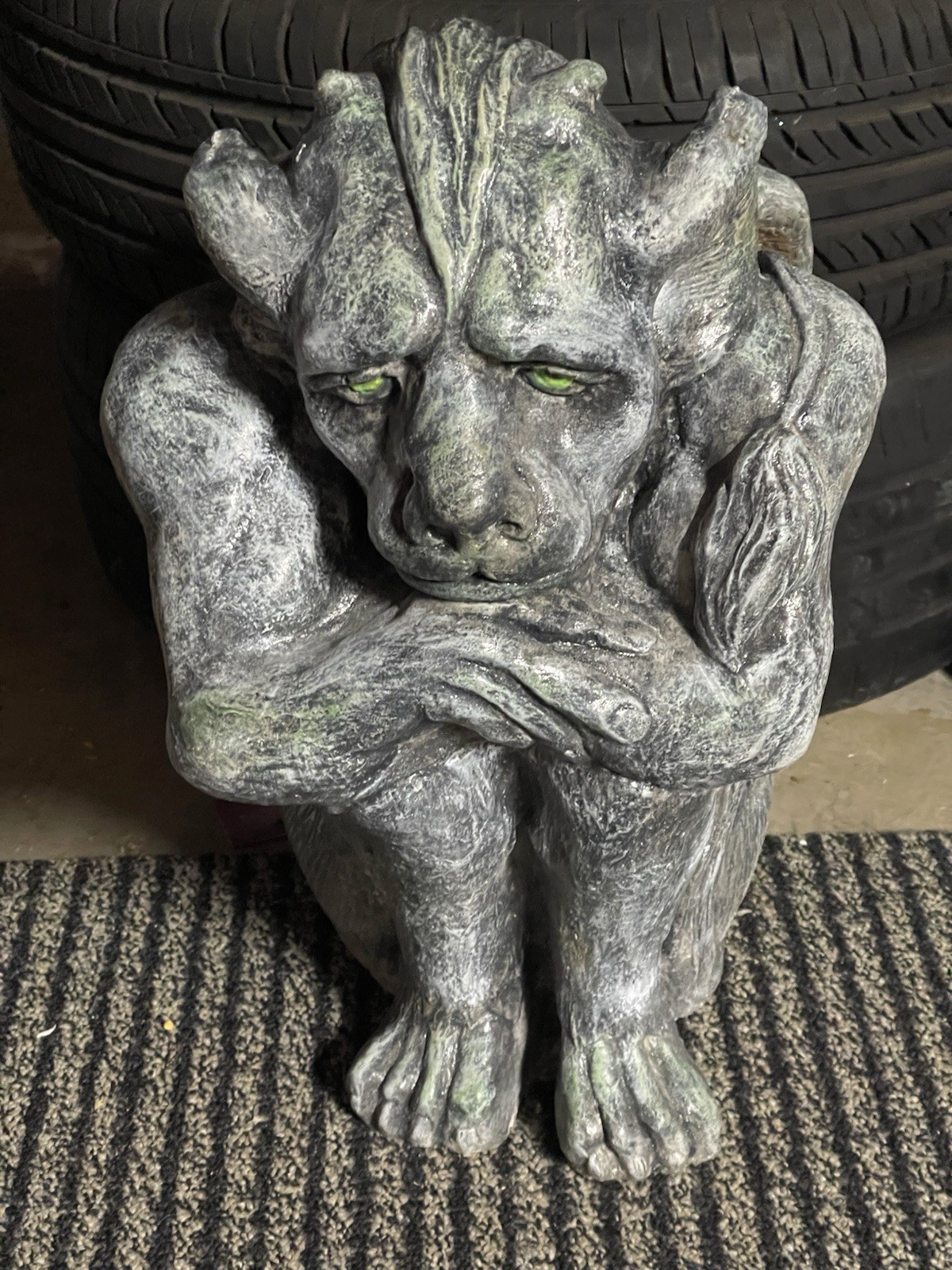 Concrete Outdoor Garden Statue - Painted Igor Gargoyle, 17"