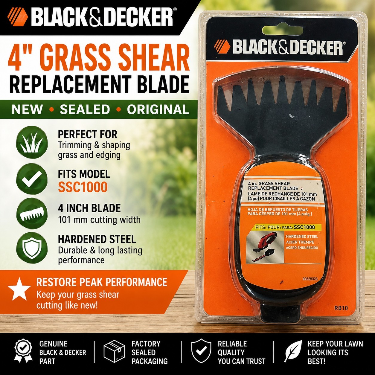 Black & Decker RB10 Grass Shear Blade - 4" Replacement - NOS