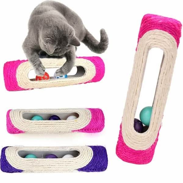 Cat Sisal Scratching Post with 3 Trapped Balls Training Toy
