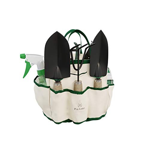 Garden Hand Tool Set - 8 Pieces Tool Kit in Canvas Tote