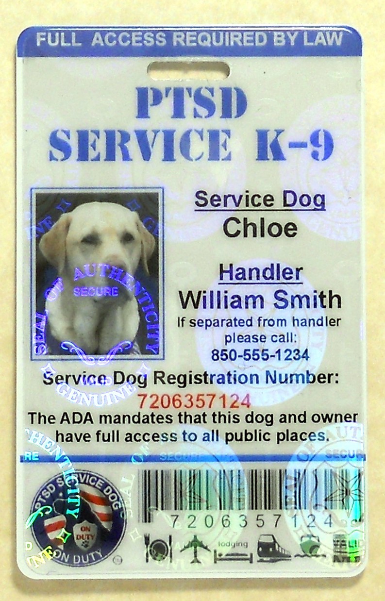 Holographic PTSD Service Dog ID Badge ADA Tag