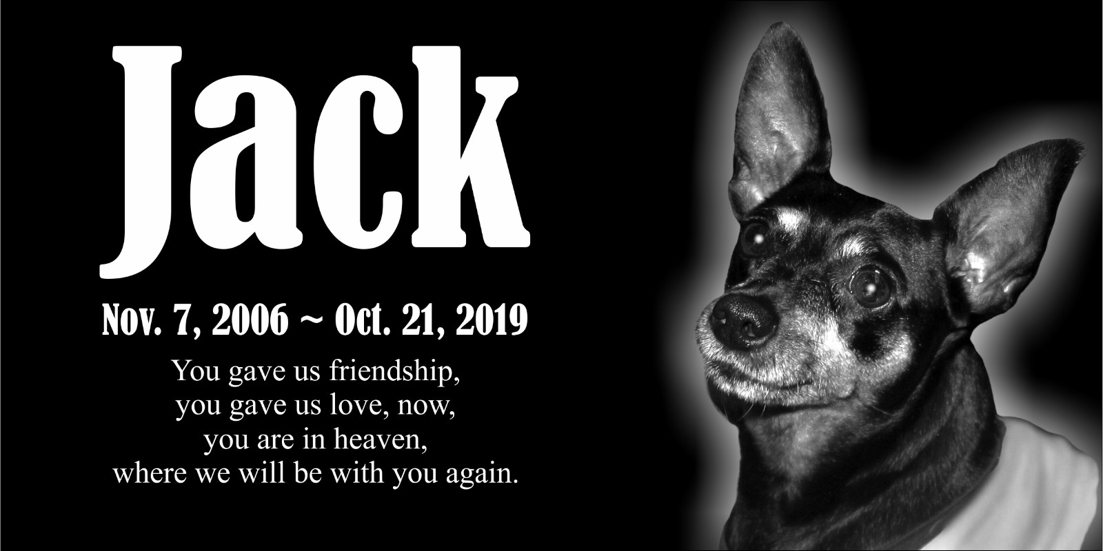 Personalized Pet Stone Memorial Marker Granite Plaque - Dog