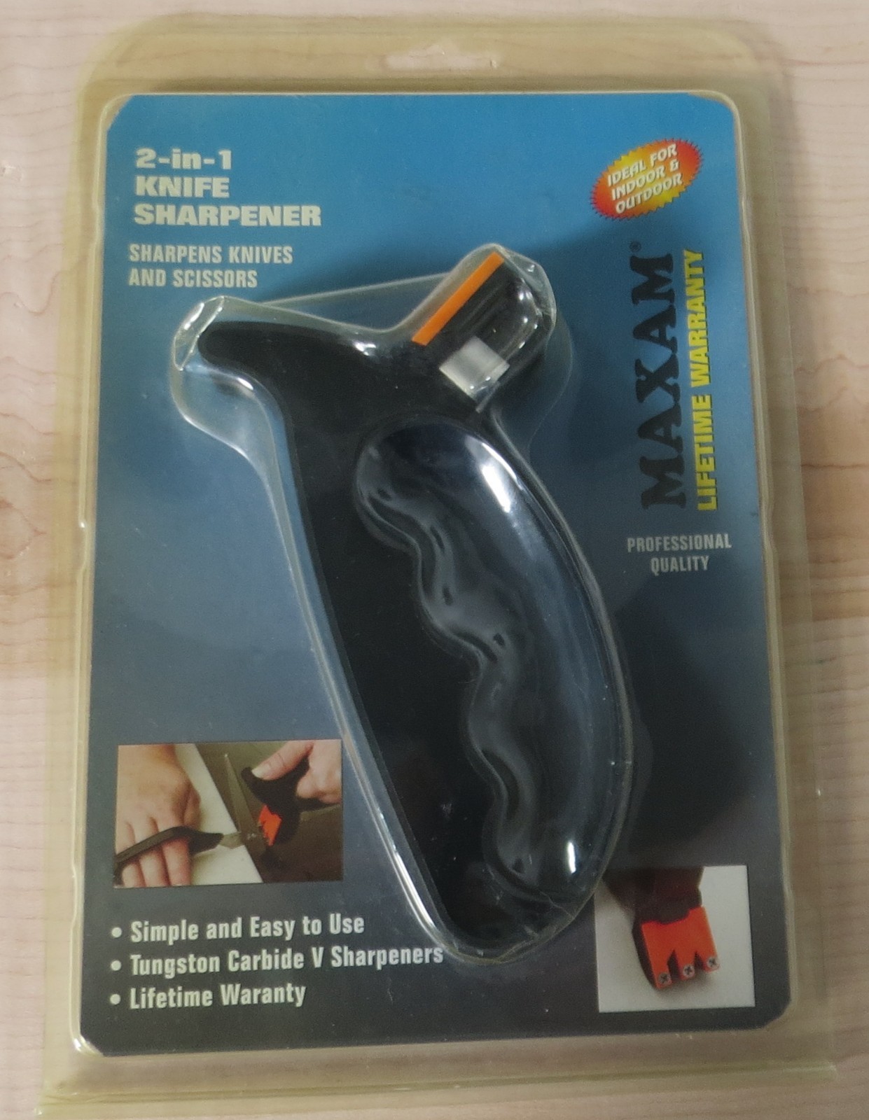 Maxam 2-in-1 Knife and Scissors Sharpener Tungsten Carbide