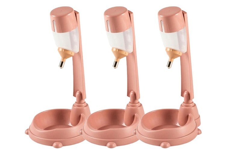 Pet Dog Cat Standing Water Bottle Food Bowl Stand Water Disp...
