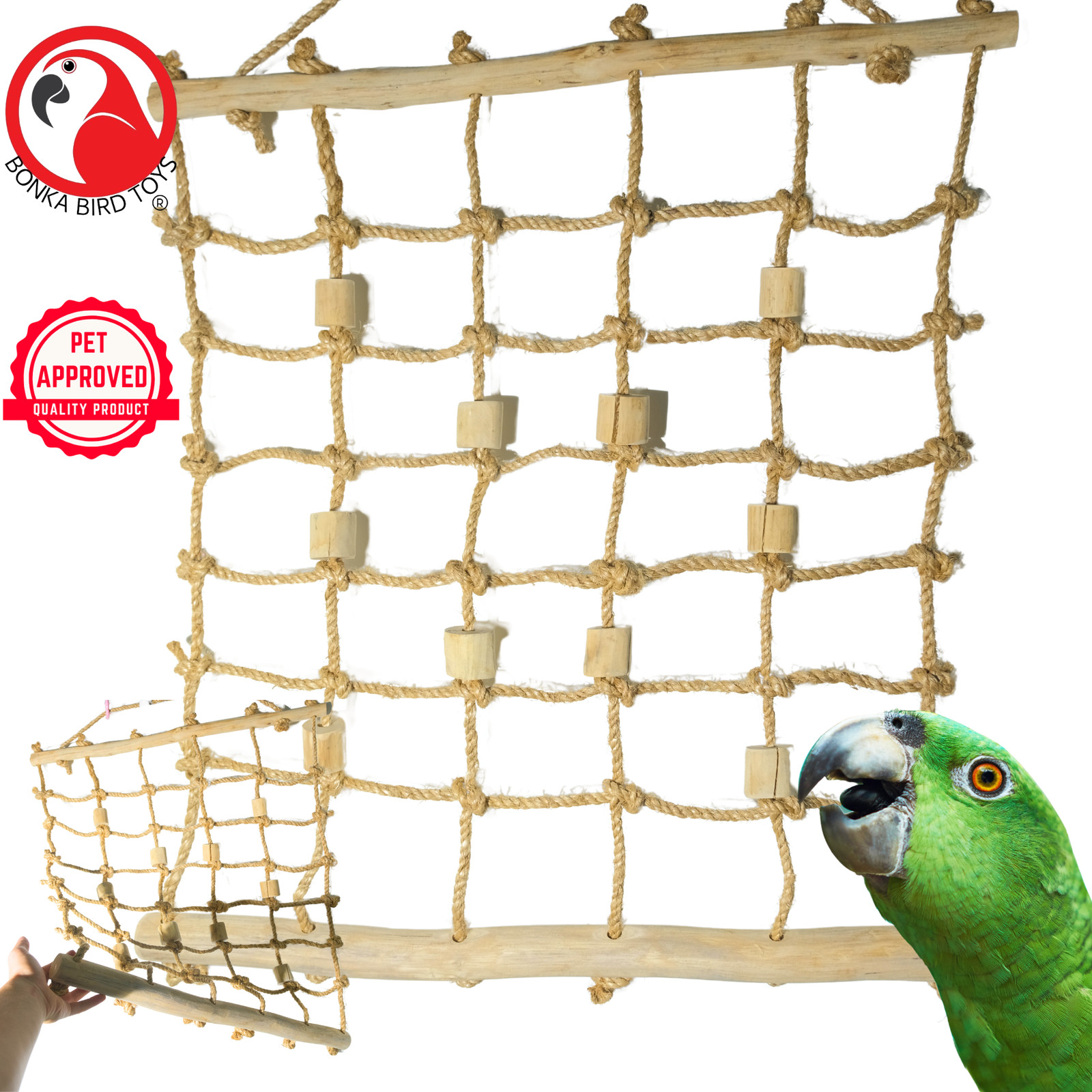 Bonka Bird Toys 2656 Large Hemp Java Cargo Net Rope Ladder P...