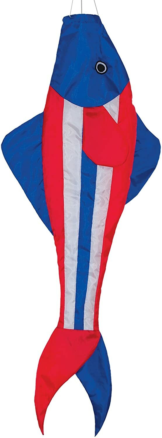 Patriotic Trout Windsock - 48 Inch Wind Sock Decor