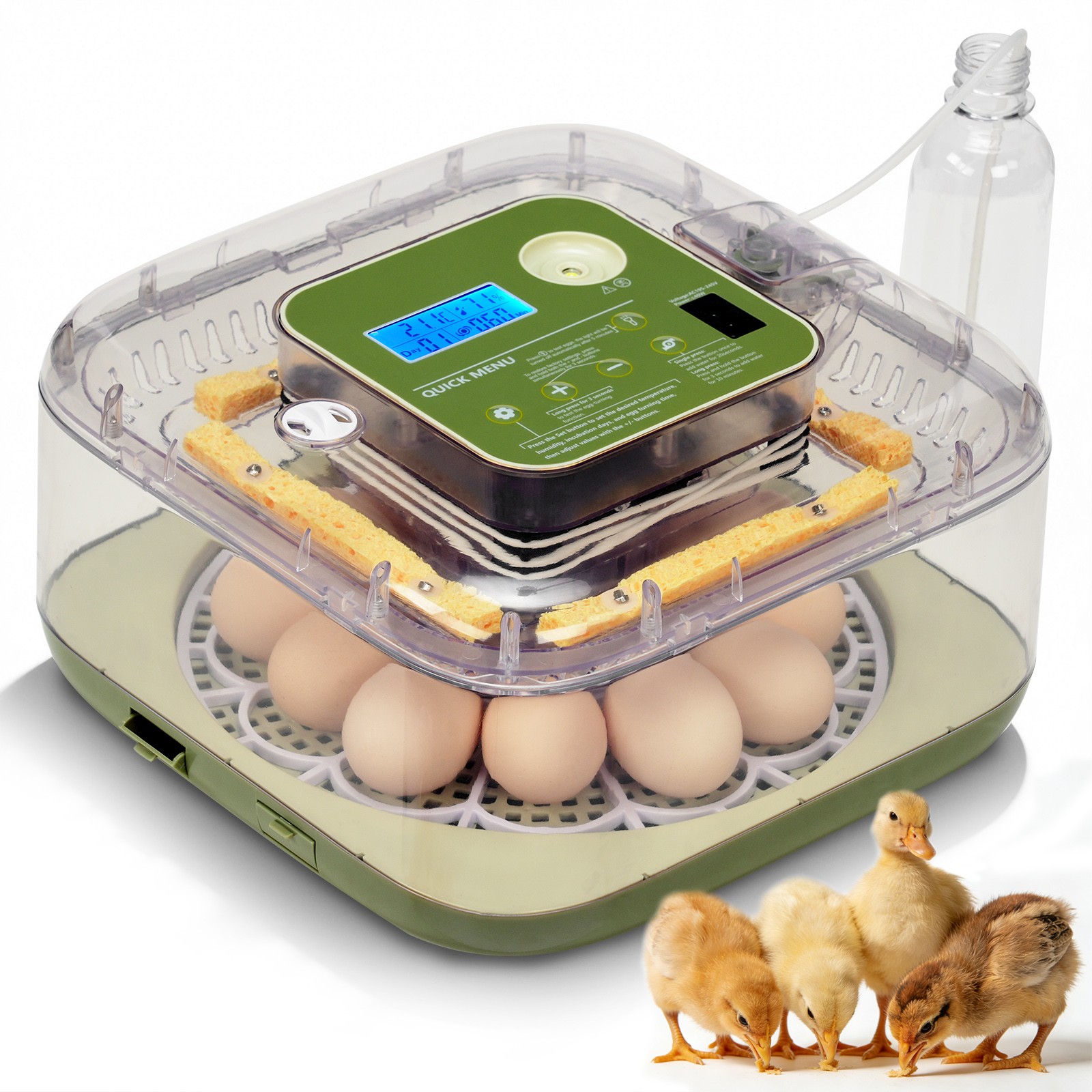 12 Eggs Poultry Incubator Automatic Turning Chicken Hatcher...
