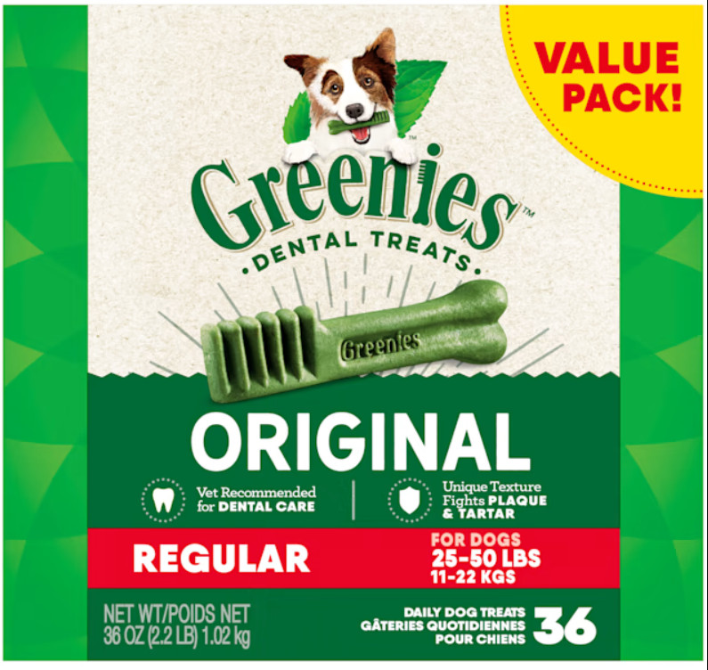 Greenies Dental Treats for Dogs (25-50 lbs), 36 oz, 36 Count