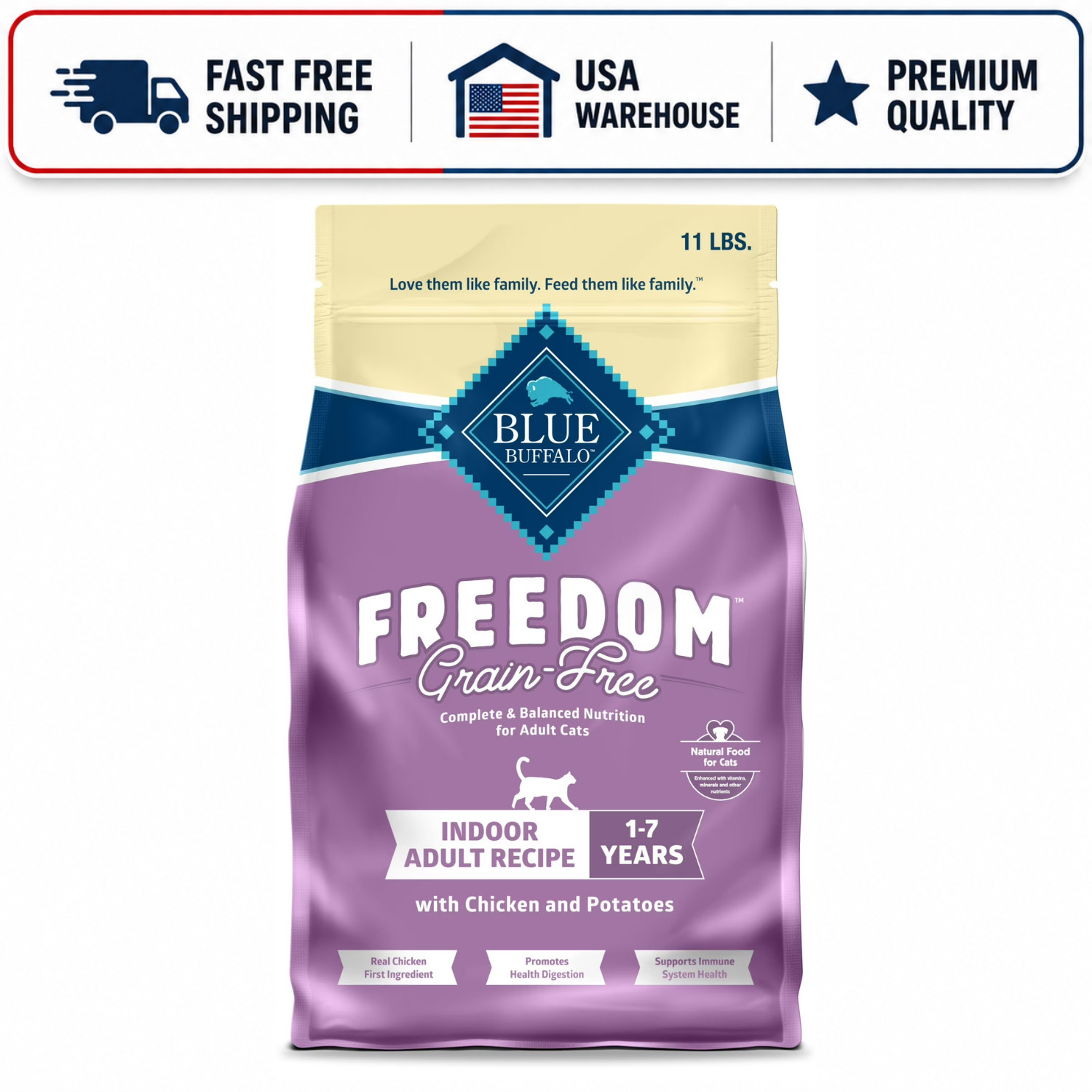 Blue Buffalo Freedom Grain Free Indoor Adult Cat Food Chicke...