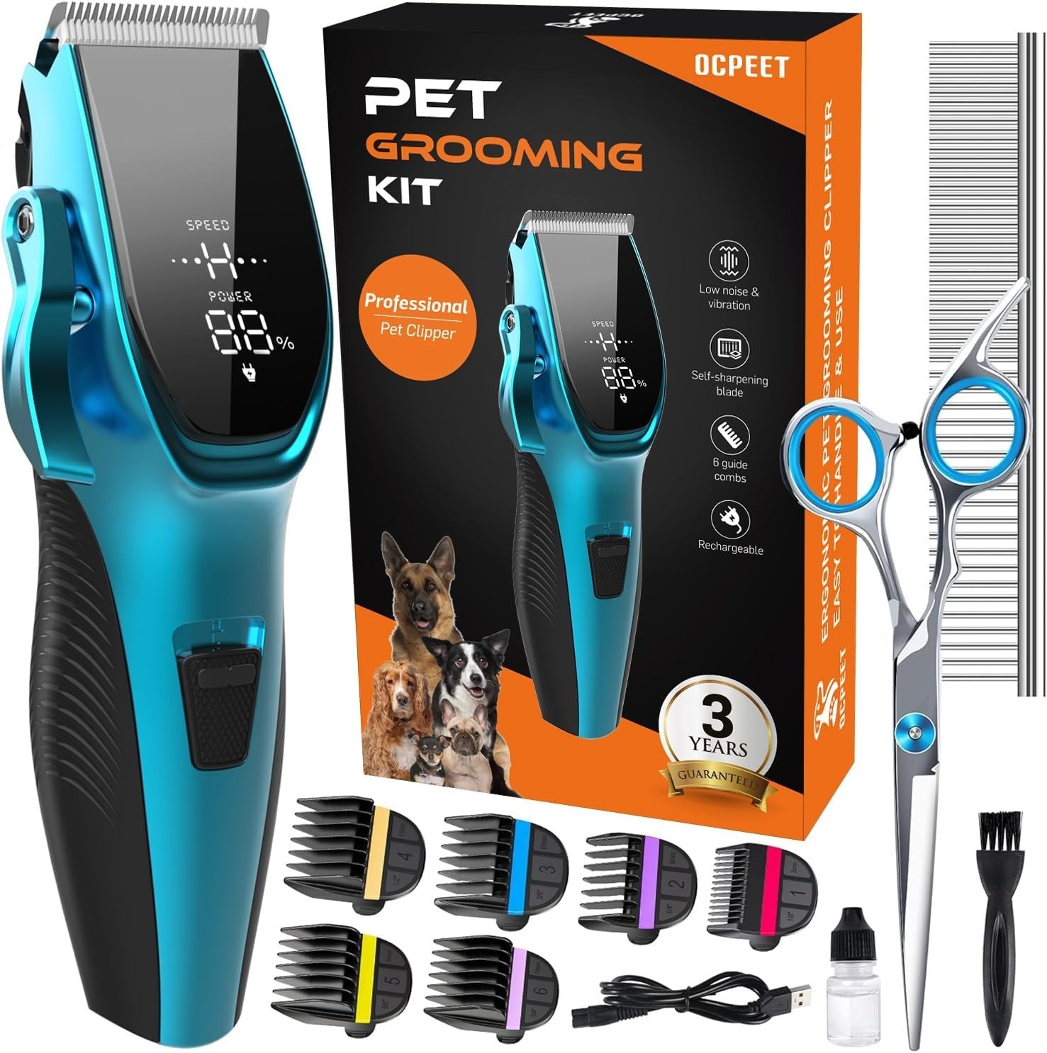 Professional Heavy Duty Pet Hair Clippers Dog Grooming Kit T...