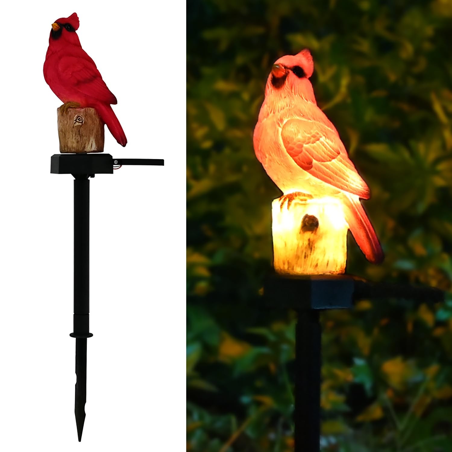 Cardinal Garden Decor Solar Light Bird Figurine (Outdoor Sta...