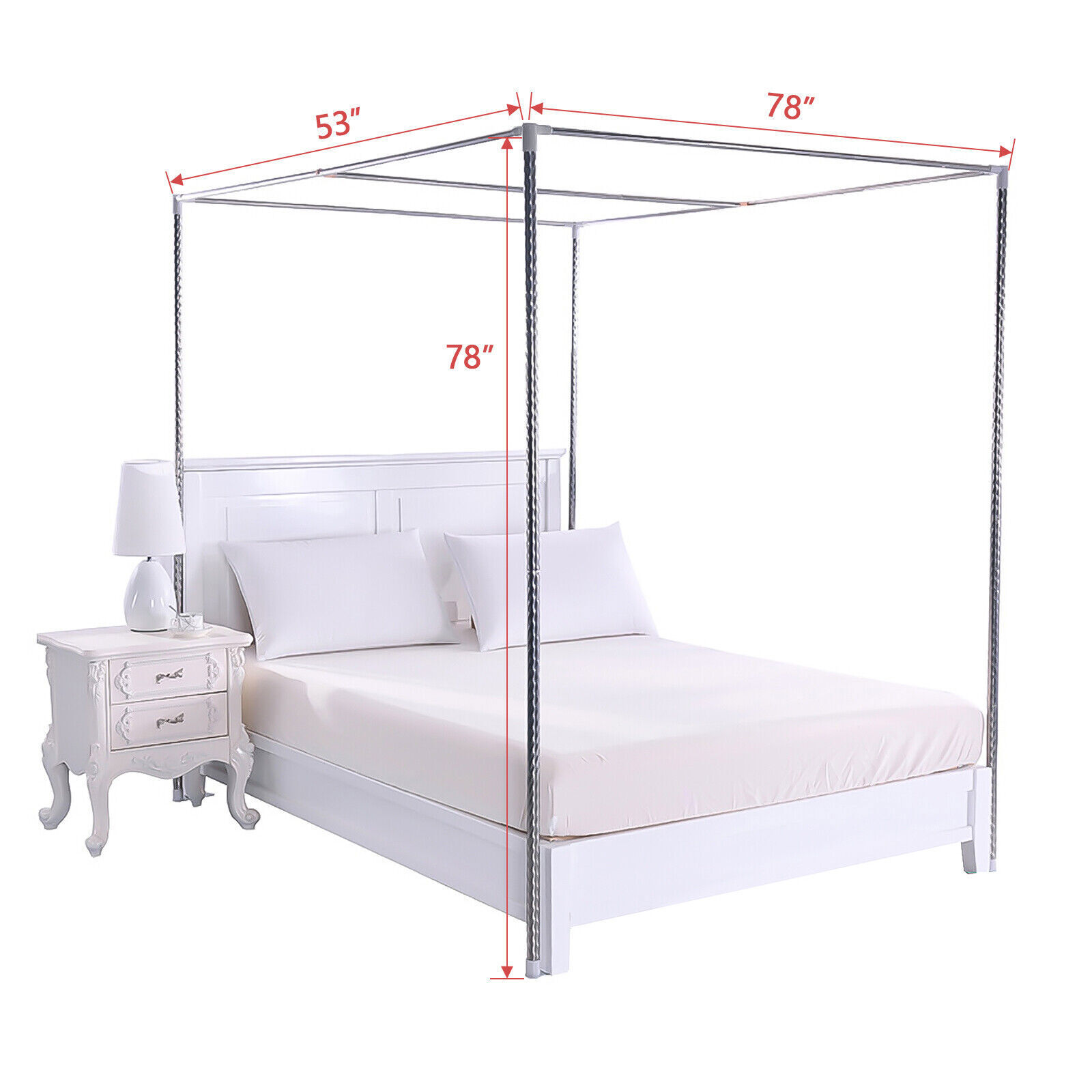 Stainless Steel Canopy Bed Frame Post Mosquito Netting