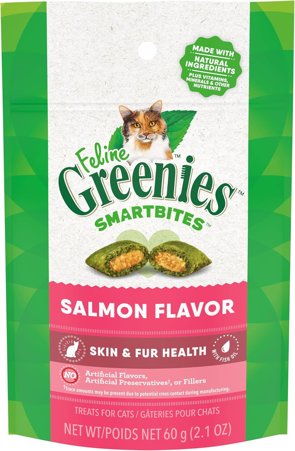 Feline Greenies SmartBites Salmon Treats for Cats 2.1 Oz