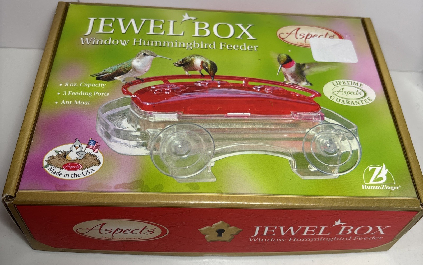 Window Hummingbird Feeder Jewel Box 8 Oz Ant Moat Aspects 40...