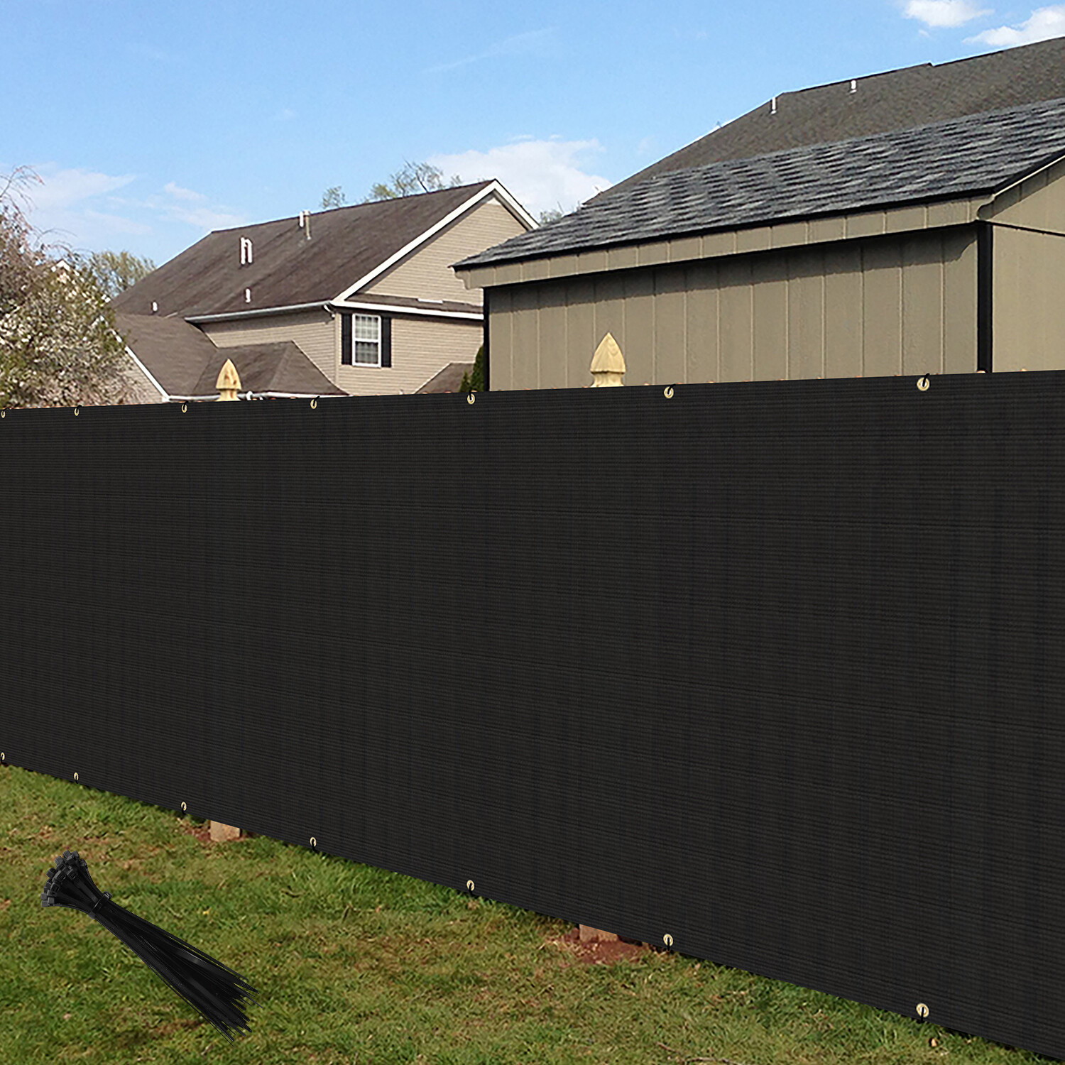 Black Outdoor Yard Windscreen Screen Cover - 4' x 5' x 6' x...
